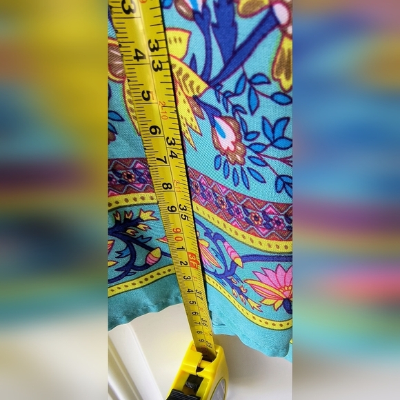 Emery Rose Colorful Floral Boho Lantern Sleeve Relaxed Tiered Smock Dress, M - Picture 7 of 10